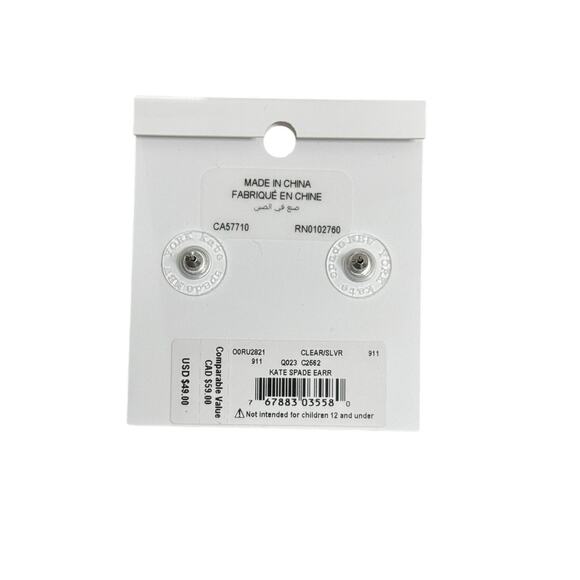 NWT! Kate Spade Flower Studs in Clear / Silver - Picture 5 of 5